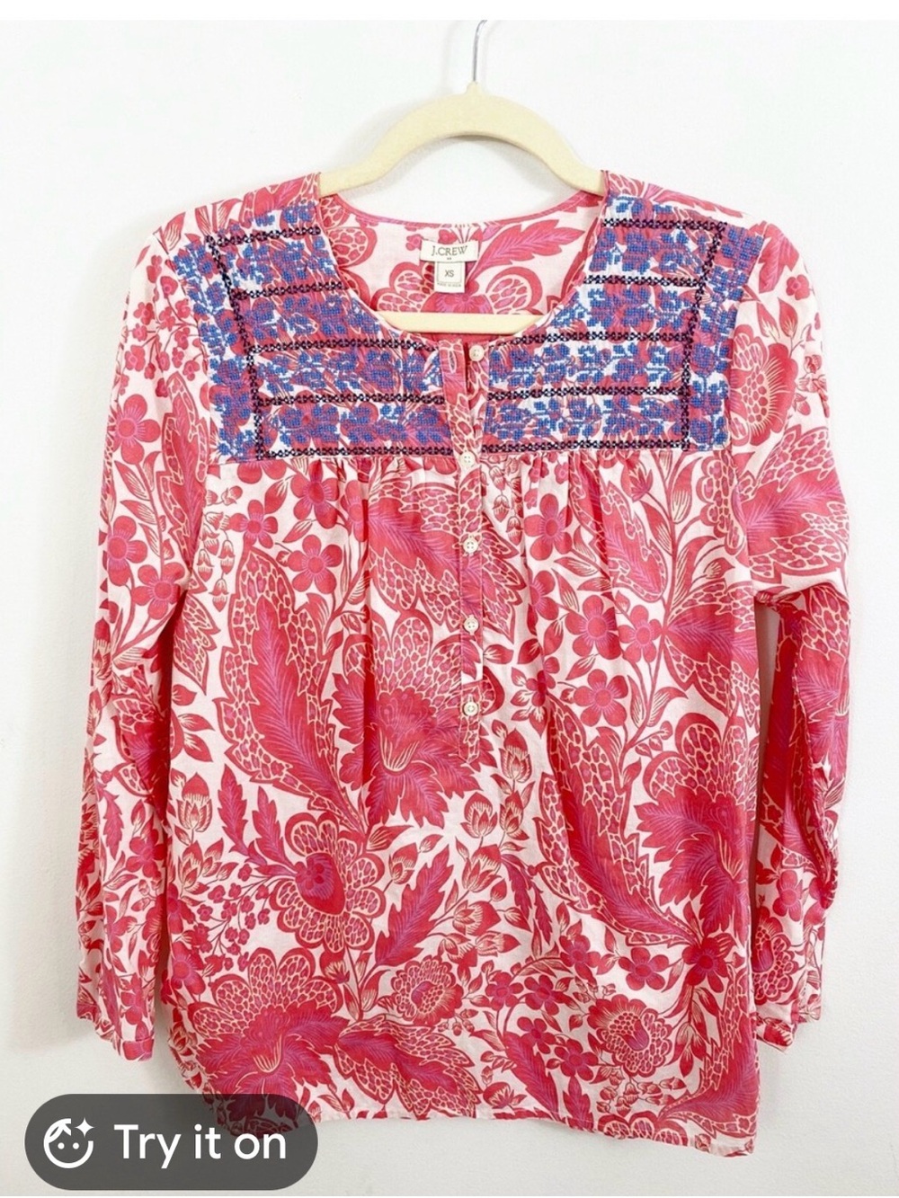J. Crew Pink and White Floral Maxi Top